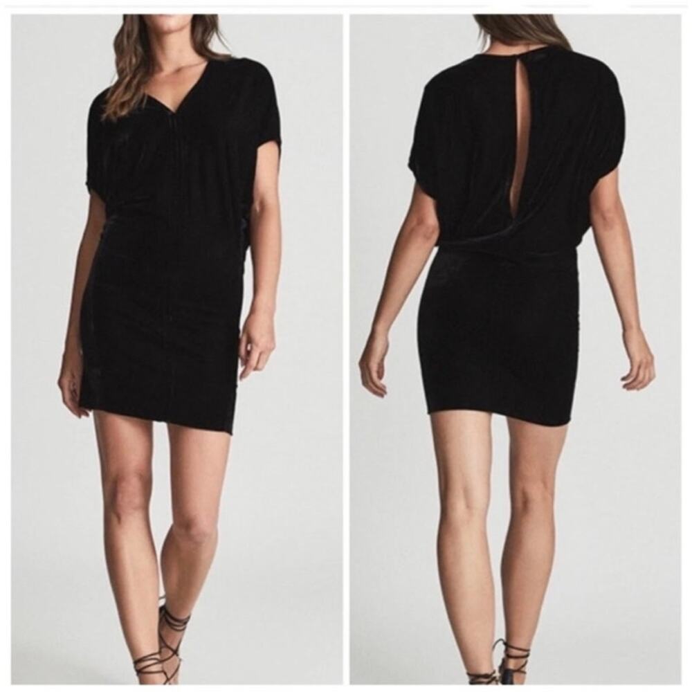 NWT Reiss Womens 2 Loretta Velvet Mini Dress Party Formal Little Black Dress